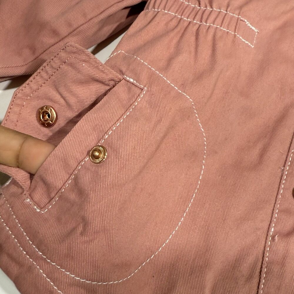 Tahari Pink Cotton Kids Girls Jacket Coat Hood Size 24 Months rhinestone buttons - Picture 15 of 16